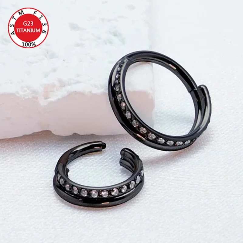 Septum Piercing Nose Ring F136 Titanium Zircon and Beads CZ Helix Ear Cartilage Daith Diaphragm Tragus Earrings Body Jewelry