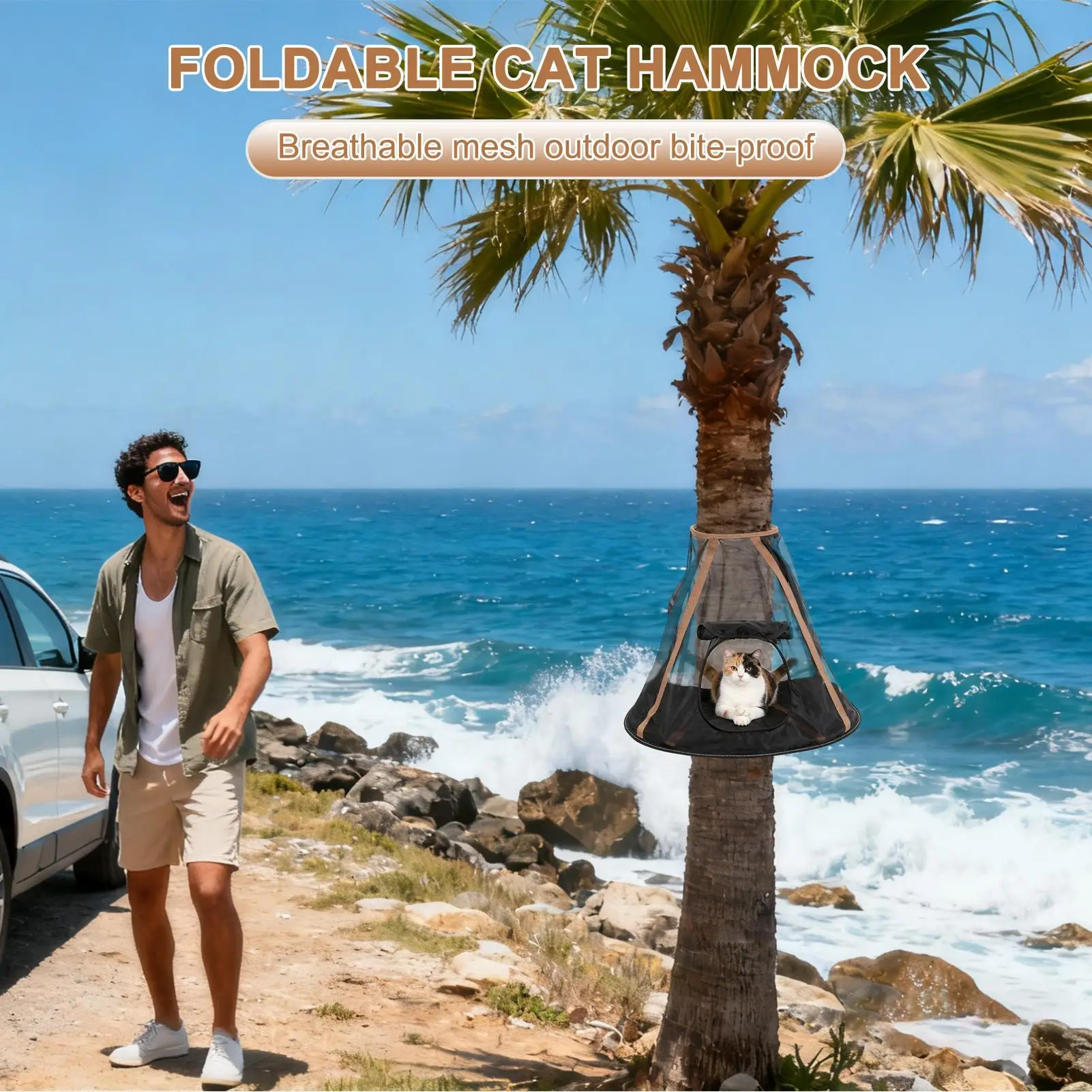 

Открытый гамак для кошек, портативное складное деревянное гнездо, защита от укусов, уличная кровать для кошек для маленьких животных, отдыха для сна, дерева, кемпинга, путешествий, двора