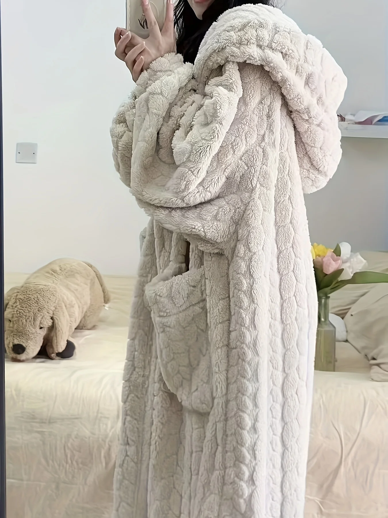 Women Winter Thick Warm Coral Velvet Jacquard Pajamas Flannel Autumn Winter Long Sleep Robe