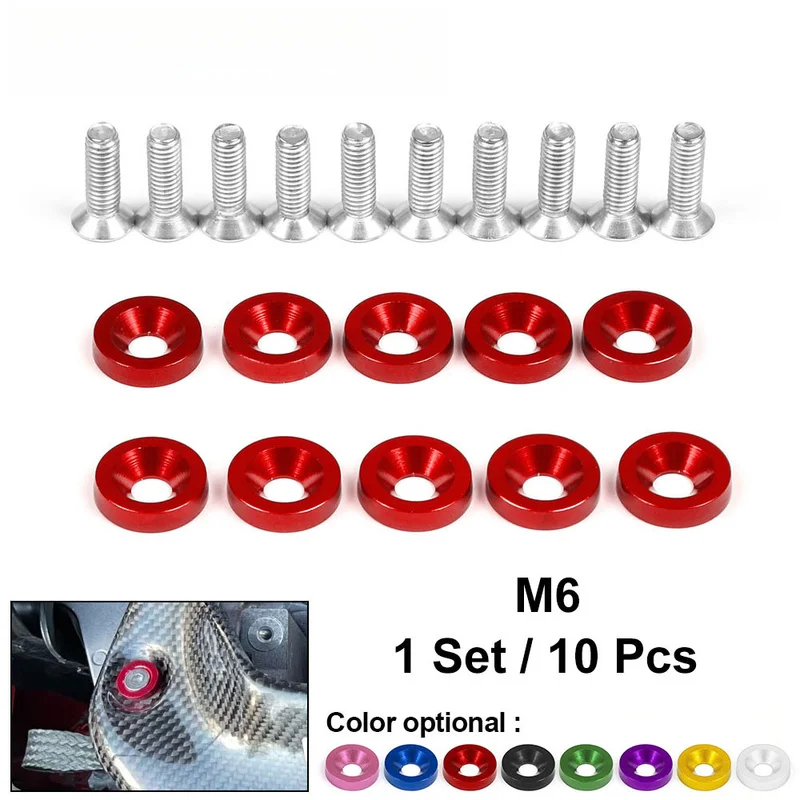 M6 Screw Washer, Car Mudguard, License Plate Frame, Decorative Washer, Modified Fixed Washer, 10 Pieces Set