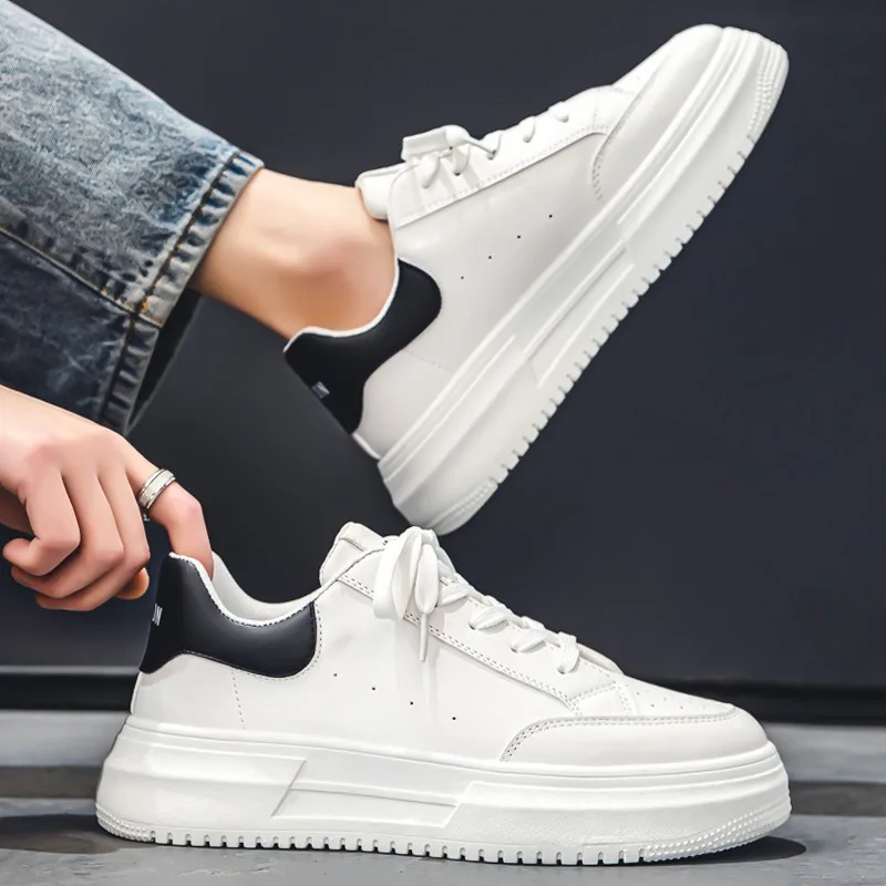 Herensneakers Mode Witte casual sportschoenen Mannelijke platformschoenen met veters Lichtgewicht ademende tenisschoen Zapatillas Hombre