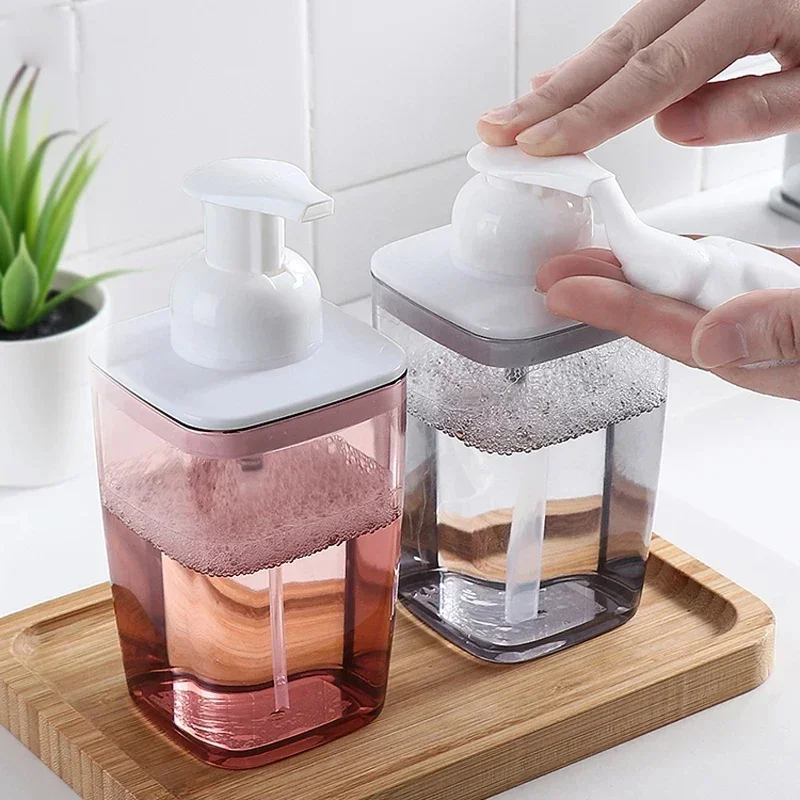 Transparent Foam Pump Bottles Bathroom Facial Cleanser Hand Sanitizer Soap Bottles Press Type Mousse Shampoo Dispenser 420ml