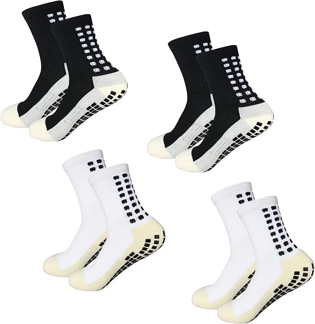 4 pairs Anti-slip Soccer Women Men Outdoor Sport Grip Football Yoga Socks