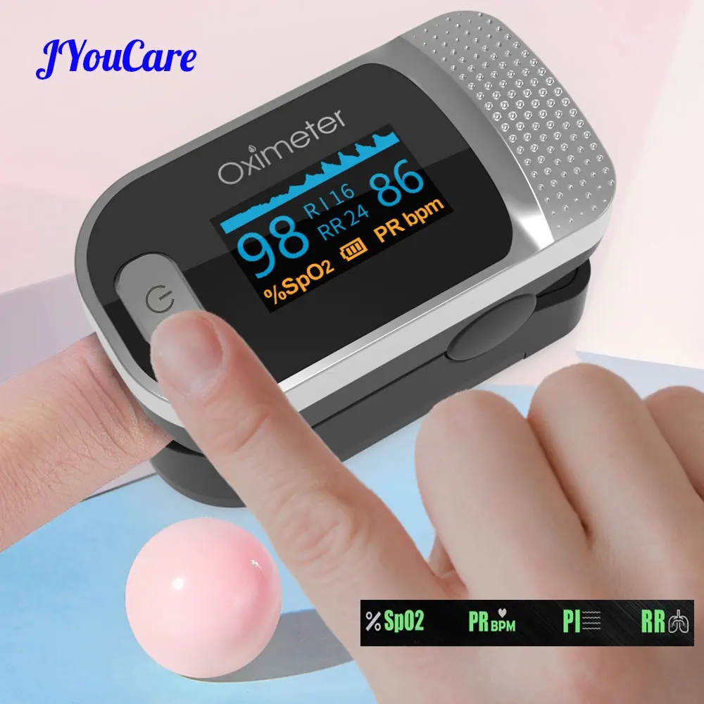 

Medical Finger Oled Pulse Oximeter RR PI PR Blood Oxygen With Respiratory Rate Oximetro De Dedo portátil oxymeter Pulsioximetro