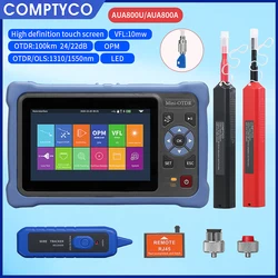 MINI OTDR 1310/1550nm 26/24dB Fiber Optic Reflectometer Touch Screen VFL OLS OPM Event Map Ethernet Cable Tester