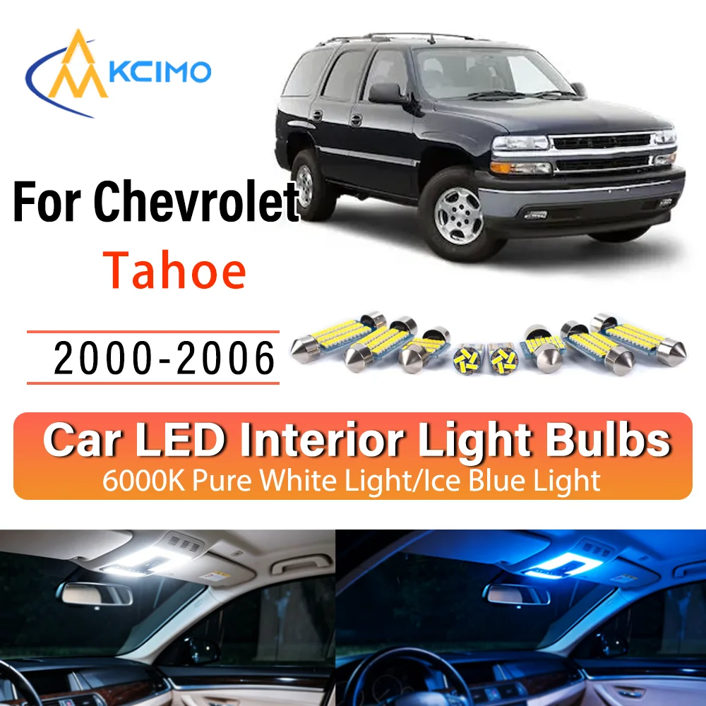 Kit d'éclairage intérieur LED à lueur persistante Plug & Play pour Chevrolet Tahoe 2000-2006 – Remplacement des lampes de dôme, de lecture, de coffre et de habitacle – Amélioration