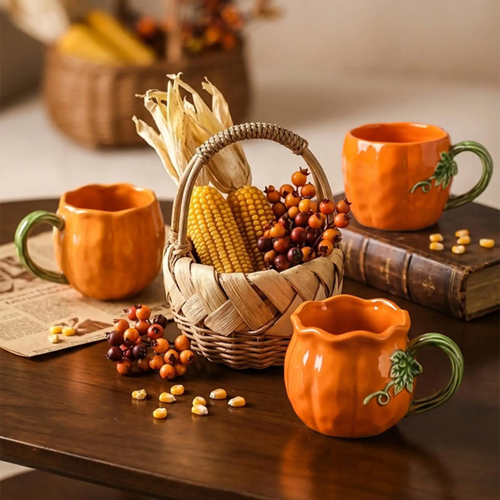 Cute Pumpkin Cup Realistic Pumpkin Mugs Porcelain Tableware Drinking Utensils Coffee Cups Mugs Coffee Cups Afternoon Tea