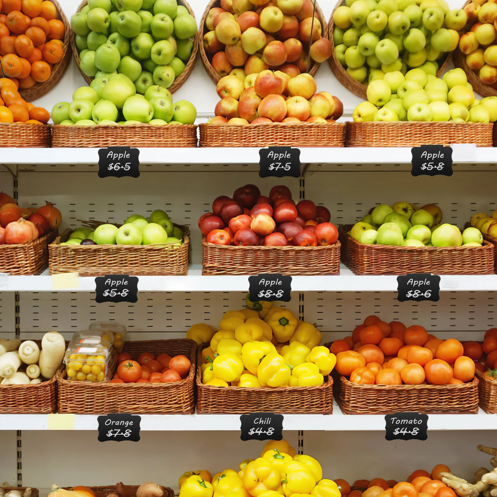 Supporto per cartellino del prezzo da 8 pezzi Min etichetta per lavagna etichette per alimenti contenitori per la conservazione Sign The Water-based