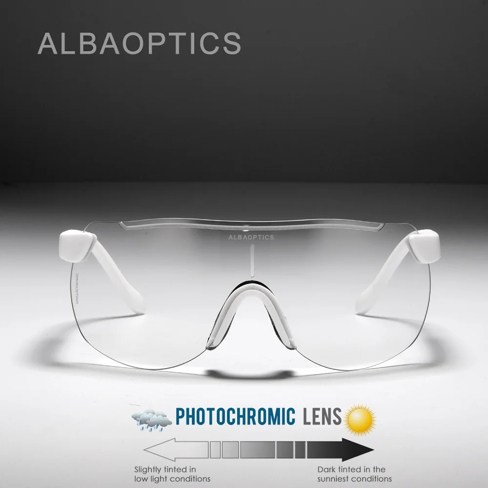 Albaoptics fotochromowe okulary rowerowe mężczyźni sport UV400 gogle outdoorowe TR90 rowerowe okulary z polaryzacją kobiety 30 kolorów 알바 학 학