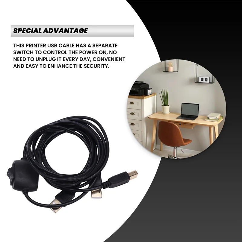 ABKQ-3X 2 in 1 프린터 케이블 USB A-B 남-남 프린터 케이블 (HP, Canon 프린터용) 2대 컴퓨터 연결용 분배기