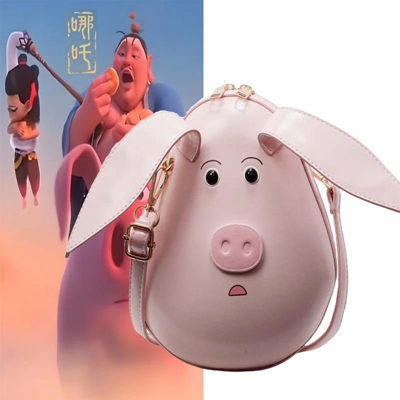 Anime Bags NeZha Taiyi Zhenren Pink Pig Crossbody Bag Women Grils Cute Cartoon Single shoulder Bags Wallets Cellphone Handbags