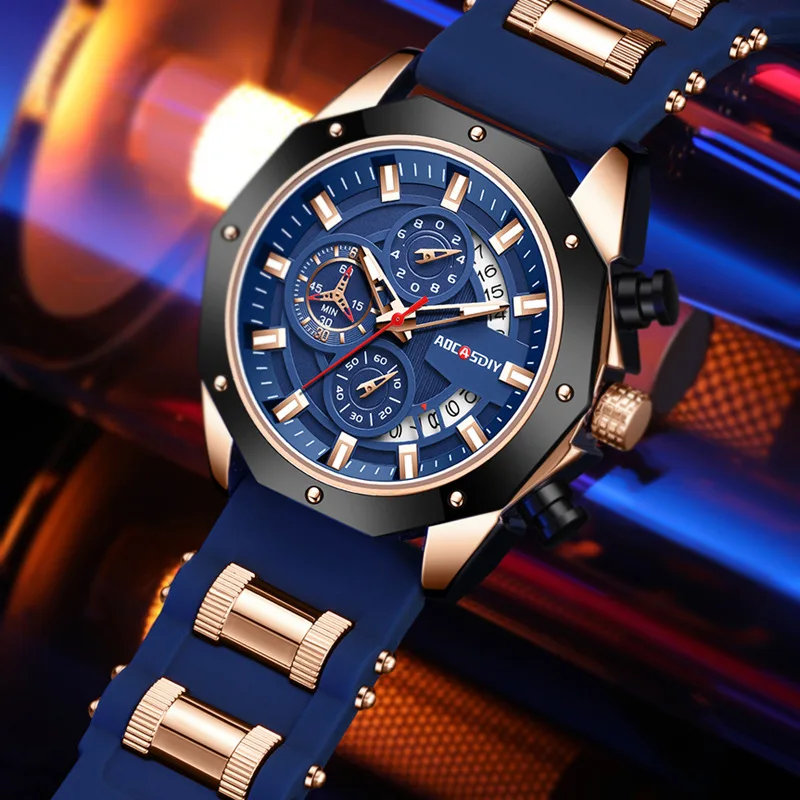 AOCASDIY Sports Men's Watch Trend Multifunctional Quartz Watch Calendar Waterproof Cross-border Hot Sale Watch**