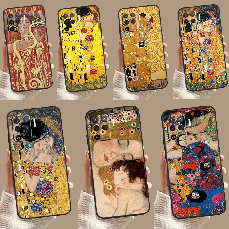 Estojo de pintura Gustav Klimt para OPPO, A78, A98, A58, A54, A74, A94, A76, A96, A5, A9, A52, A72, A77, A79, A53S, a57S, A15, A16, A17