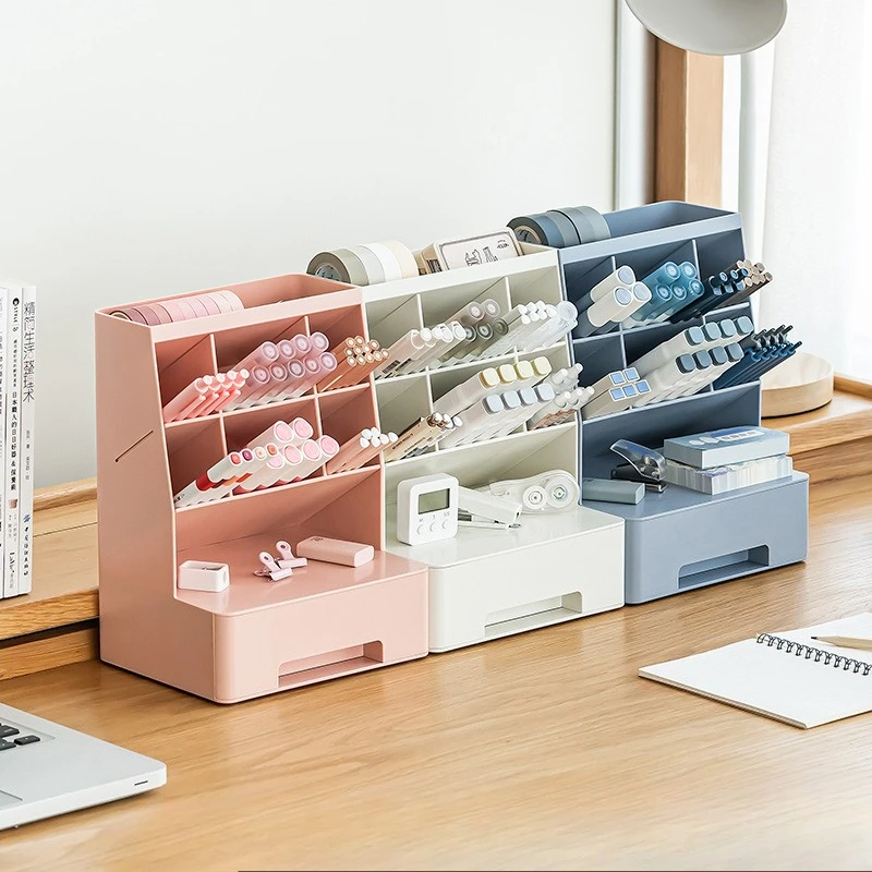 

Наклонный вставной держатель для ручек большой емкости, стильный ящик для хранения для офисных студенческих настольных компьютеров