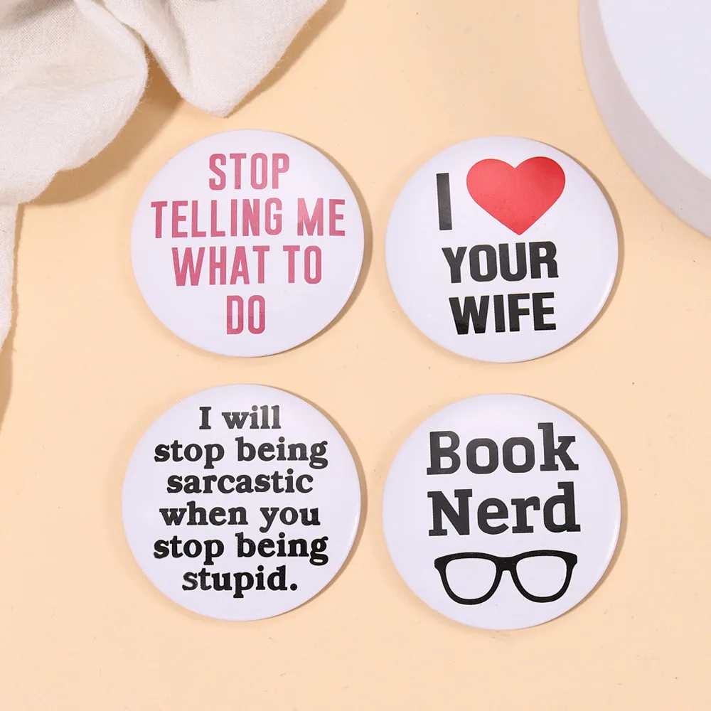 30Styles Fun Book Eye Tinplate Pins I Hate School Button Brooch Lapel Badges Cartoon Jewelry Gift for Kids Friends