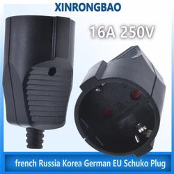 16a 250v french Russia Korea German EU Schuko Plug power cord wired cable Socket Male Female Assembly Receptacle connector white