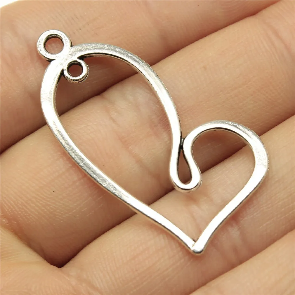 WYSIWYG 5pcs 41x20mm Hollow Charms Heart DIY Heart Charms Hollow Hollow Heart Charm For Jewelry Making