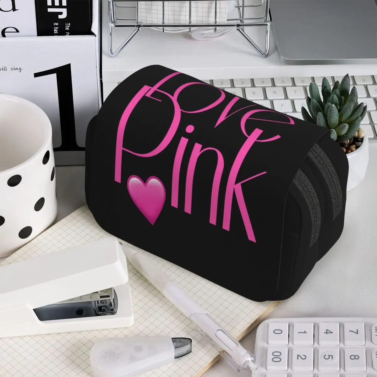 

Розовый пенал Love Pink для школьников, сумка для ручек, пенал-косметичка, канцелярские принадлежности, сумка-органайзер для ручек