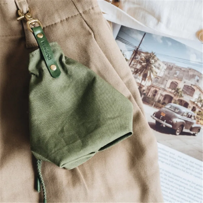 Creative Solid Color Simple Style Outdoor Canvas Portable Pet Dog Cat Snack Bag Drawstring Canvas Dog Food Bag Pet Supplies