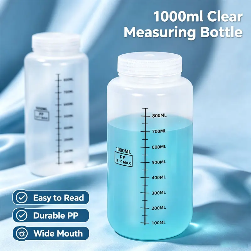 Leakproof Wide Mouth PP Storage Bottles with Lids 250ml-1000ml Reusable Jars for Lab Reagent Liquid Medicine Water Sample