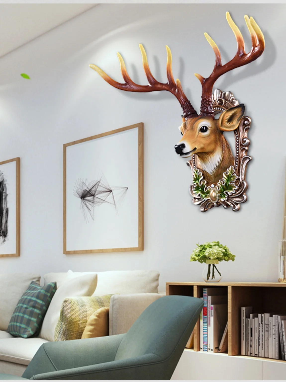 Lucky Deer Head Wall Hanging Living Room Background Wall Hallway Bedroom Stair Pendant Creative Decorations