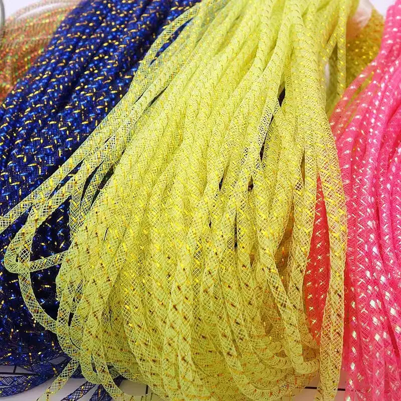 10M Colored Mesh Tube Rope 4/8Mm Mesh Tubular Crinoline Tube Wedding Dress Skirt Clothing Mesh Diy Bracelet Jewelry Making Gift