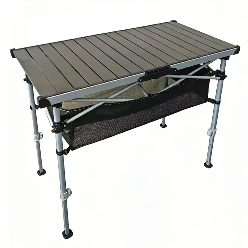 Outdoor lift folding chair, aluminum alloy egg roll table, portable and sturdy square tube camping stall rectangular dining