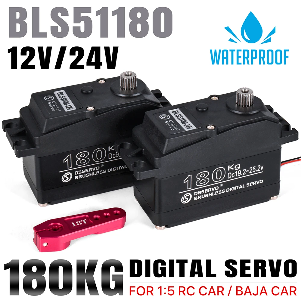 

180KG Brushless Servo RC Digital Servo 12V/24V 180/270 Degree High Torque Servo for 1/5 RC Car Baja Car