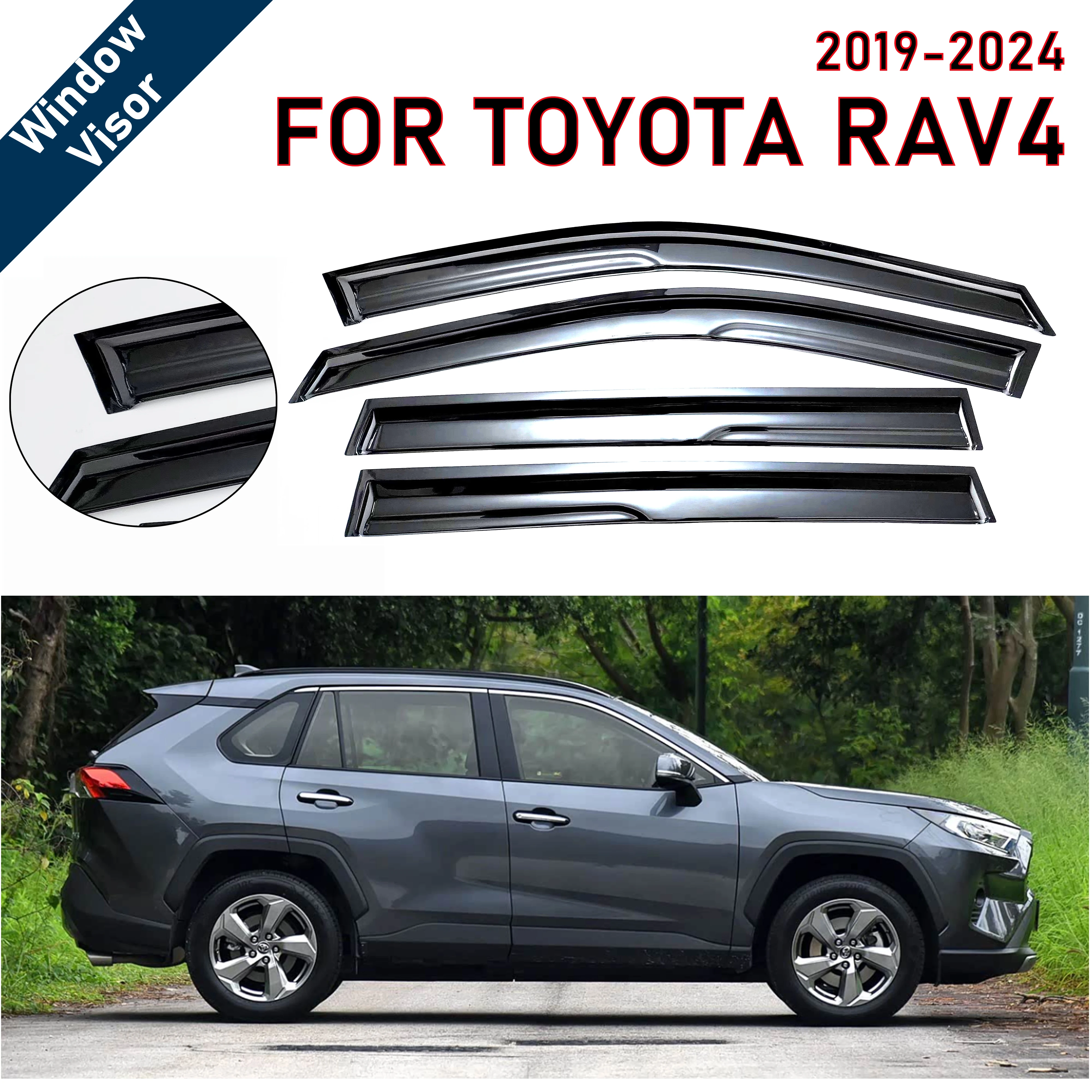 

4 pieces of the latest car window sun visors for RAV-4 2019-2025, window protectors, rain covers, car window sunshades, window r