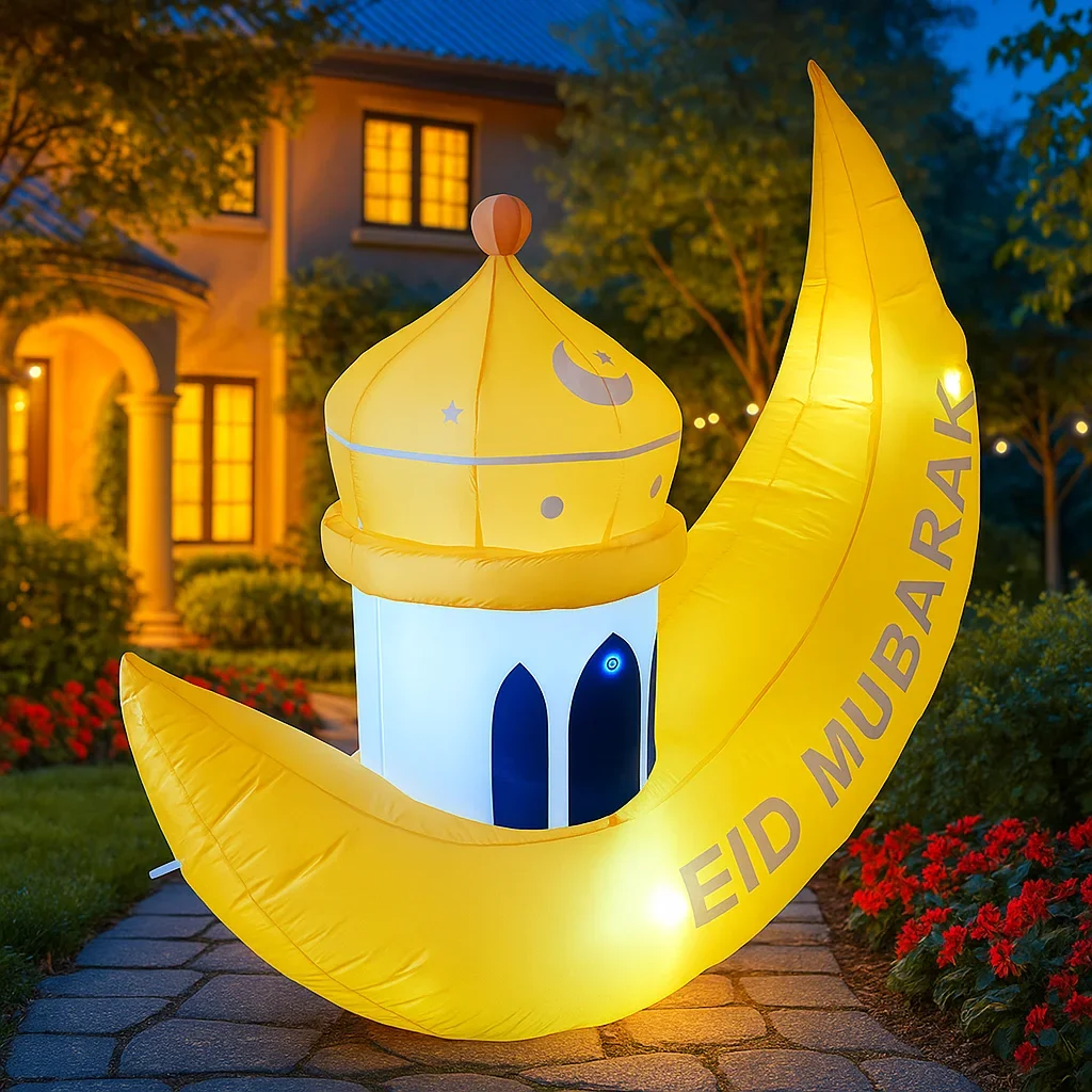 

1,6 м/5,2 фута вечерние праздничные украшения Рамадан Лунный дворец встроенный светодиодный светильник выдувной знак Ид Мубарак надувная модель DIY Декор
