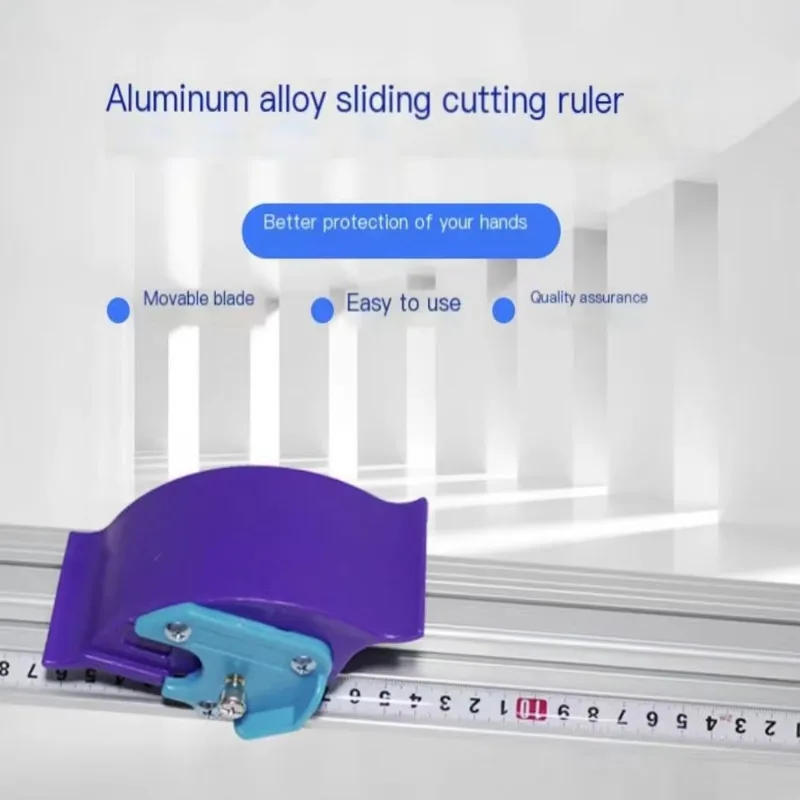 50cm Aluminum Alloy Cutting Track Ruler, Anti-slip Positioning Manual Cutter for KT Board & PVC Sheet, Woodworking Tool