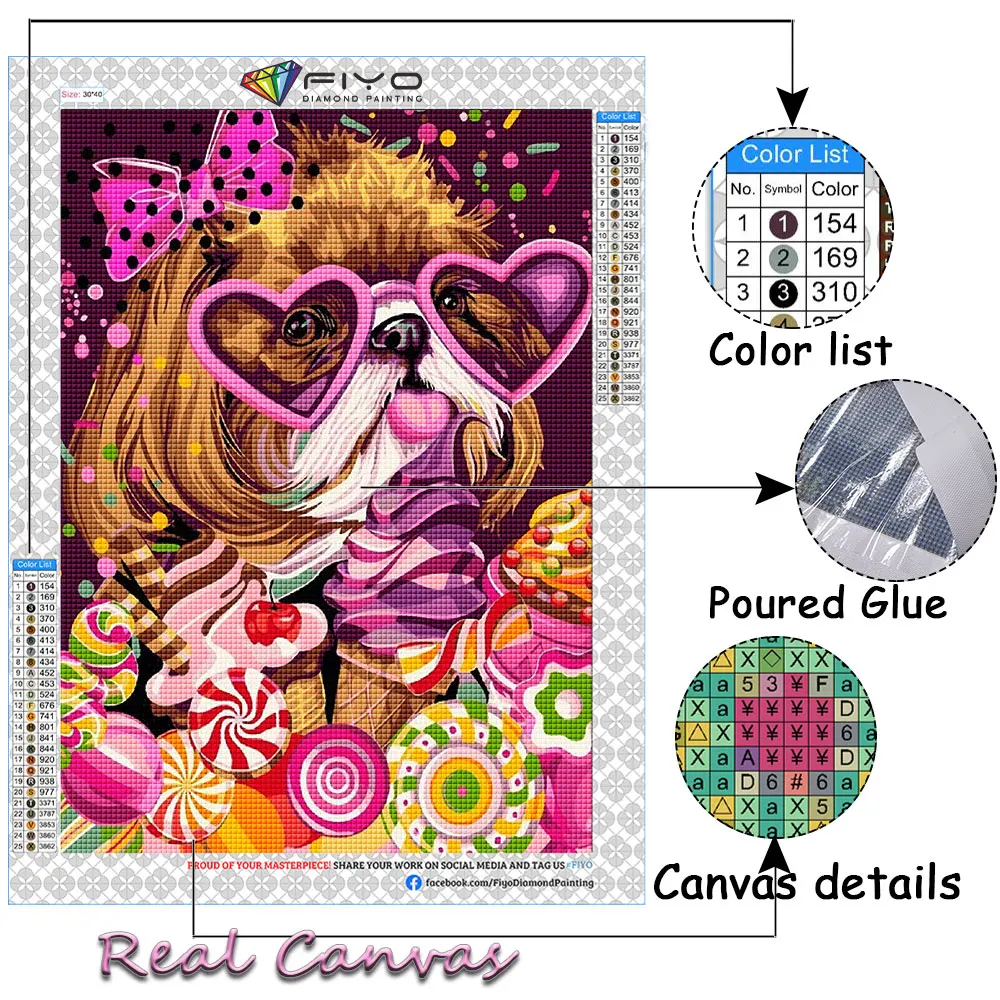 FIYO Diamond Painting New Collection Dog Animal Diamond Mosaic Candy Cross Stitch Embroidery Sets Creative Hobbies Home Decor