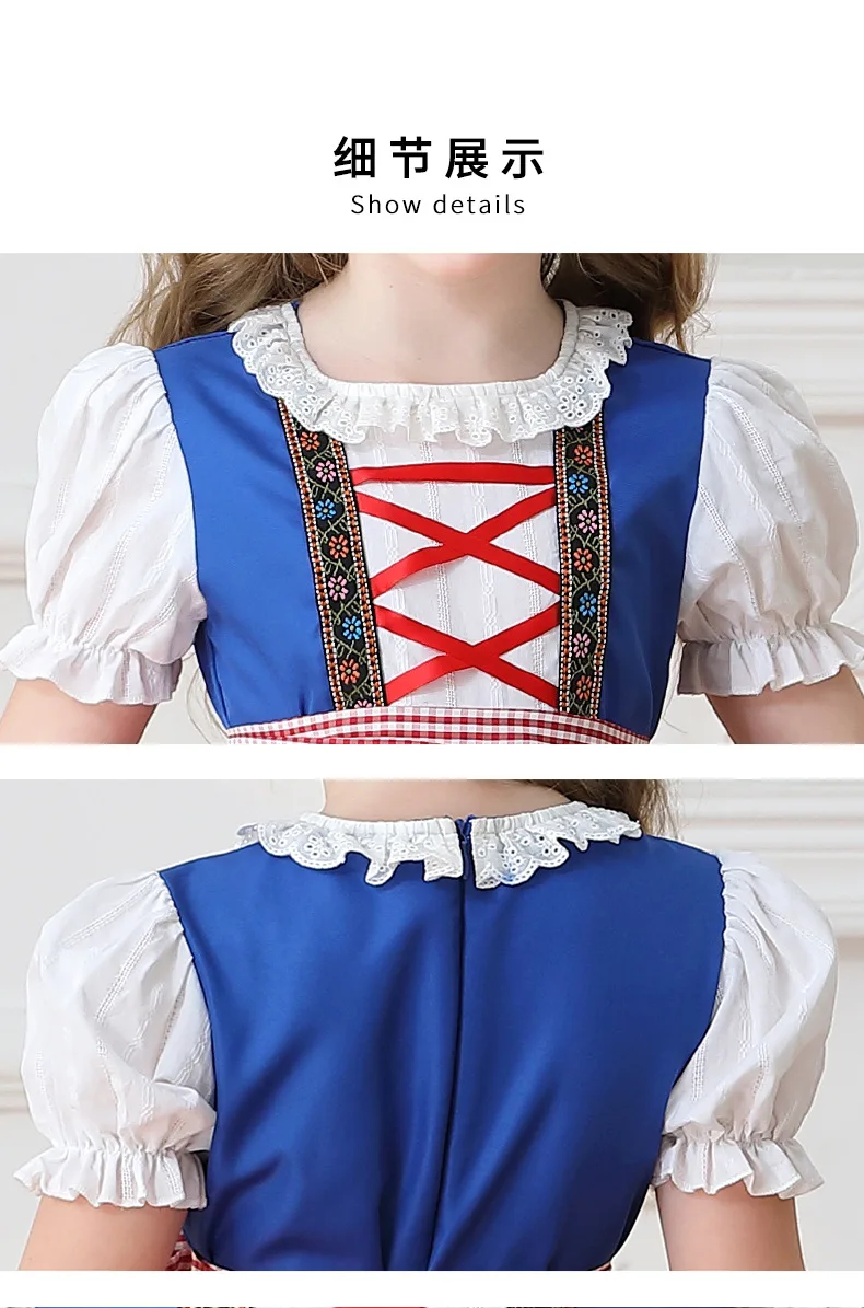 Kinder Karnevalskostüm München Oktoberfest Mädchenkostüm Klassisches Alpen-Landkostüm Mädchen Paradekostüm Cosplay Festliches Kleid Party – Detail 19