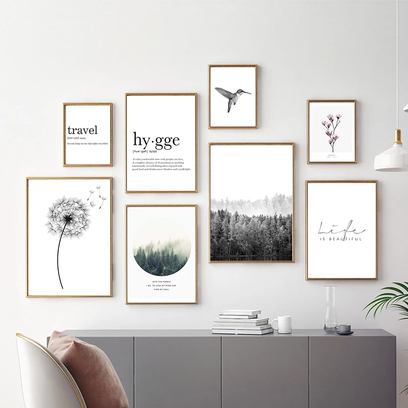 Bird Print Minimalist Wall Art Picture Canvas Painting Black and White Hummingbird Photography Scandinavian Poster Home Decor