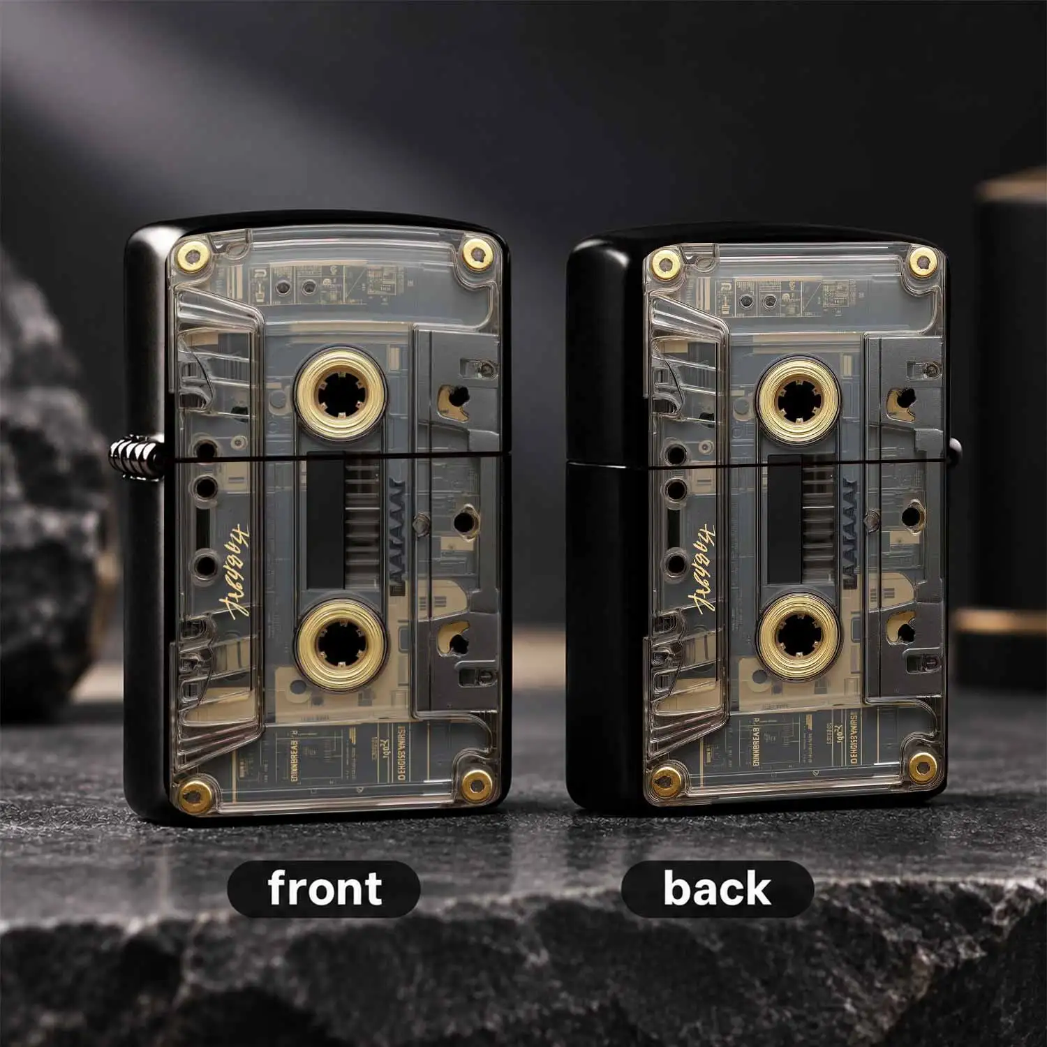 Vintage Transparent Cassette Shaped Lighter Retro Nostalgic Tape Style Portable Daily Use Unique Decor Ornament Ideal For Gifting And PersonalSuitable For Various Scenarios Exquisite Chic Creativ A Humorous And Interesting Lighter