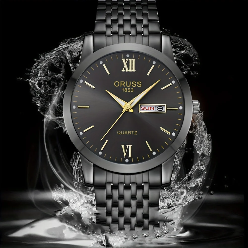 

Fashion men's watch Youth watch Calendar Fashion Business durable watch high-end men's watch black
