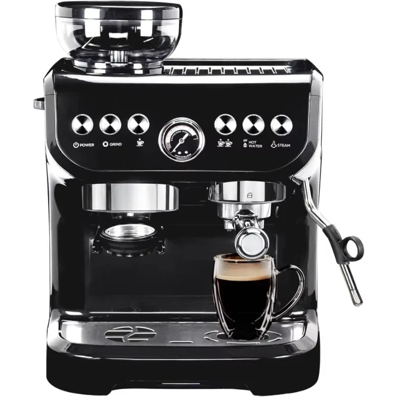 

Espresso Machine 15 Bar, Coffee Maker With Milk Frother Steam Wand, Built-In Bean Grinder, (ABS high-strength plastic shell)