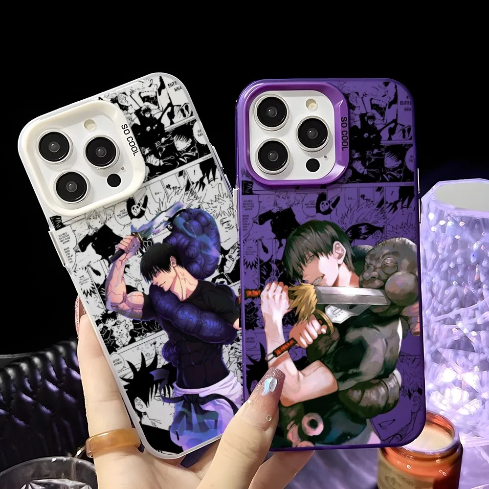 Anime F-Fushiguro T-Toji Phone Case For iPhone 16 15 14 13 12 11 Pro Max Black Matte Multicolor Laser Metallic Aurora Cover