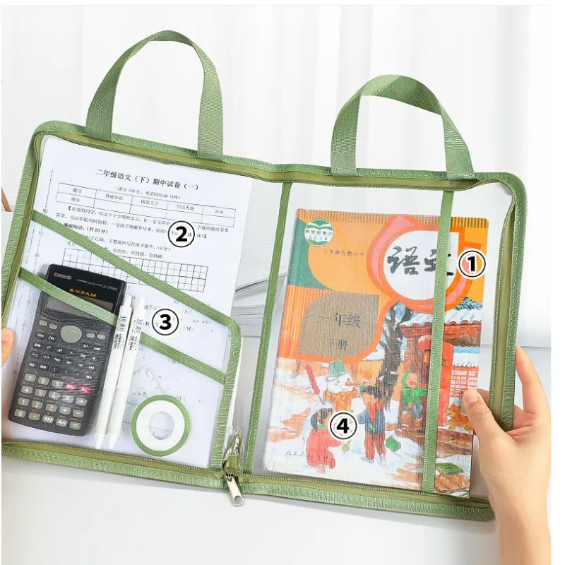 1PC Transparent Document Folder Bag Double Layer File Folders Capacity Portable Subject Classification Homework Filing Products