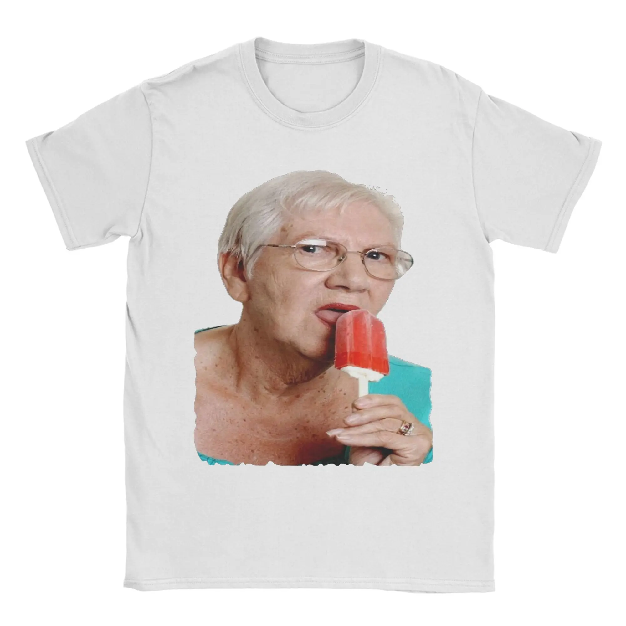 Granny Ice Lolly T Shirts Men's  100% Cotton Crazy T-Shirts Round Collar  Tees Short Sleeve Tops Printed