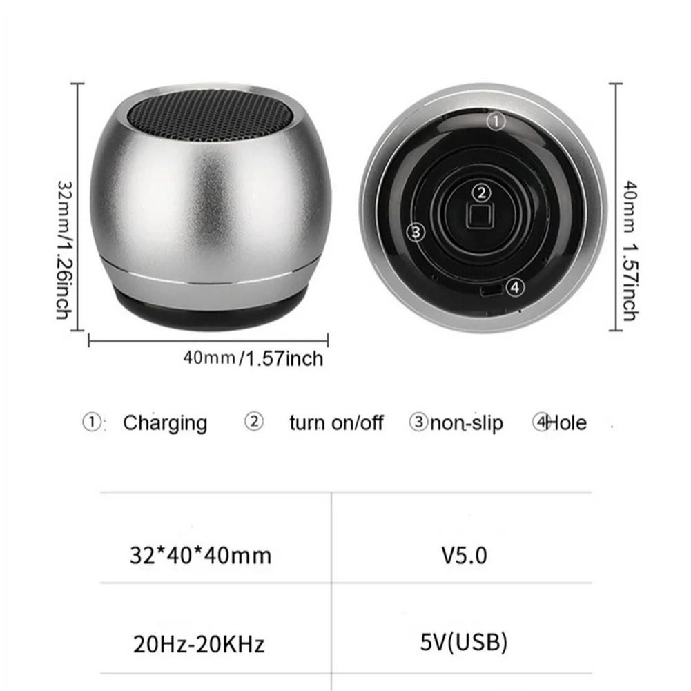 Mini Metal Wireless Bluetooth-compatible Speaker High Sound Quality Household Outdoor Loud Subwoofer Portable Double Speaker