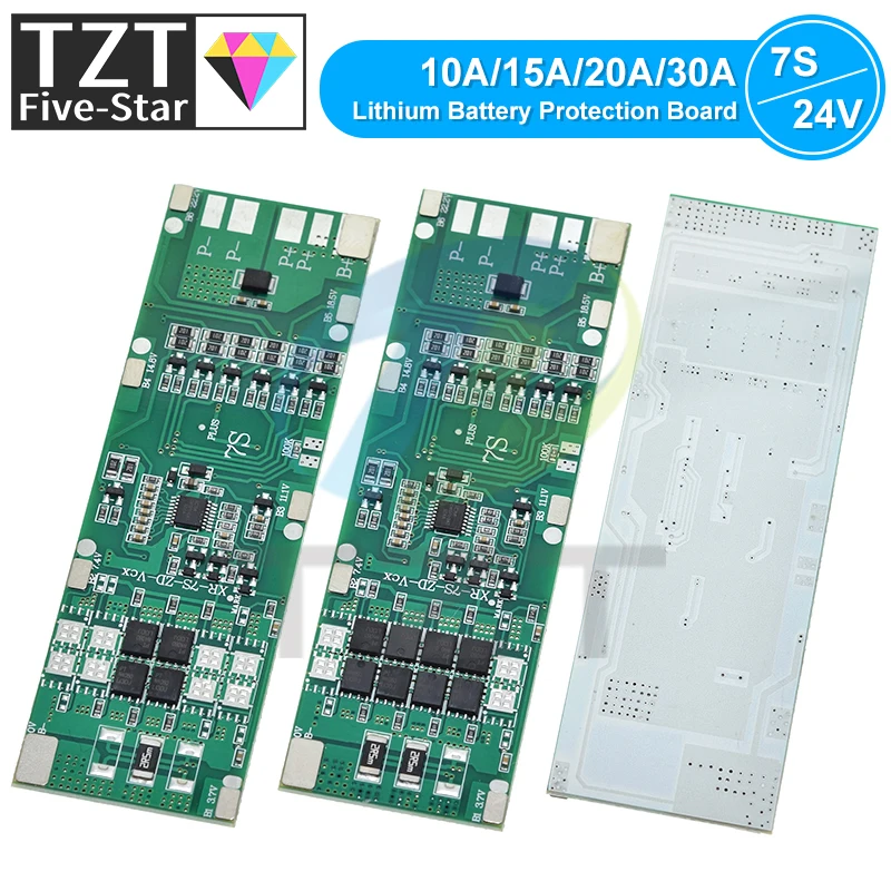 BMS 7S 24V 10A 15A 20A 30A Li-ion 18650 Battery Charge Board With Balance Function Short Circuit / Temperature Protection