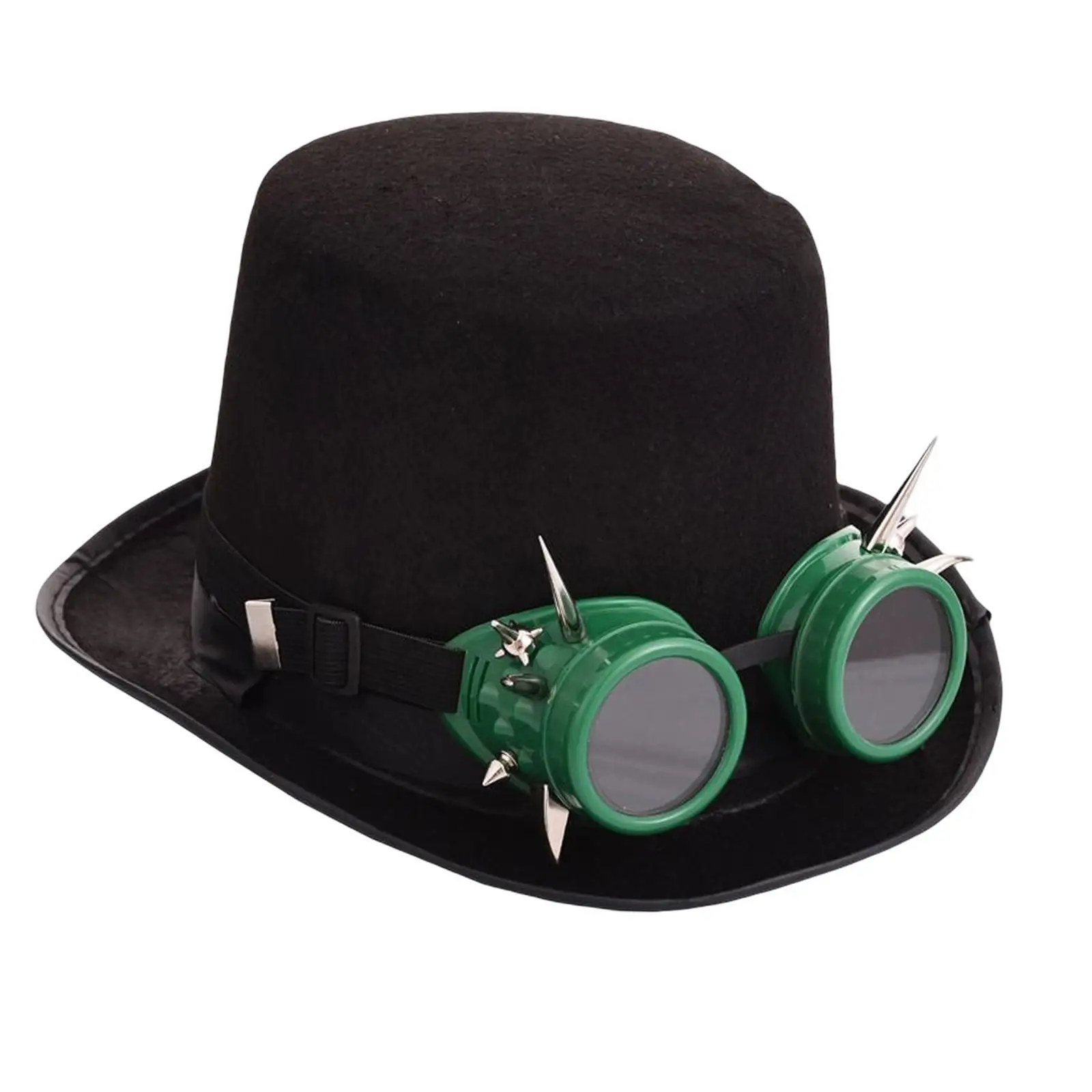 Cappello a cilindro gotico in oro nero Halloween con occhiali Steampunk Costume Gear