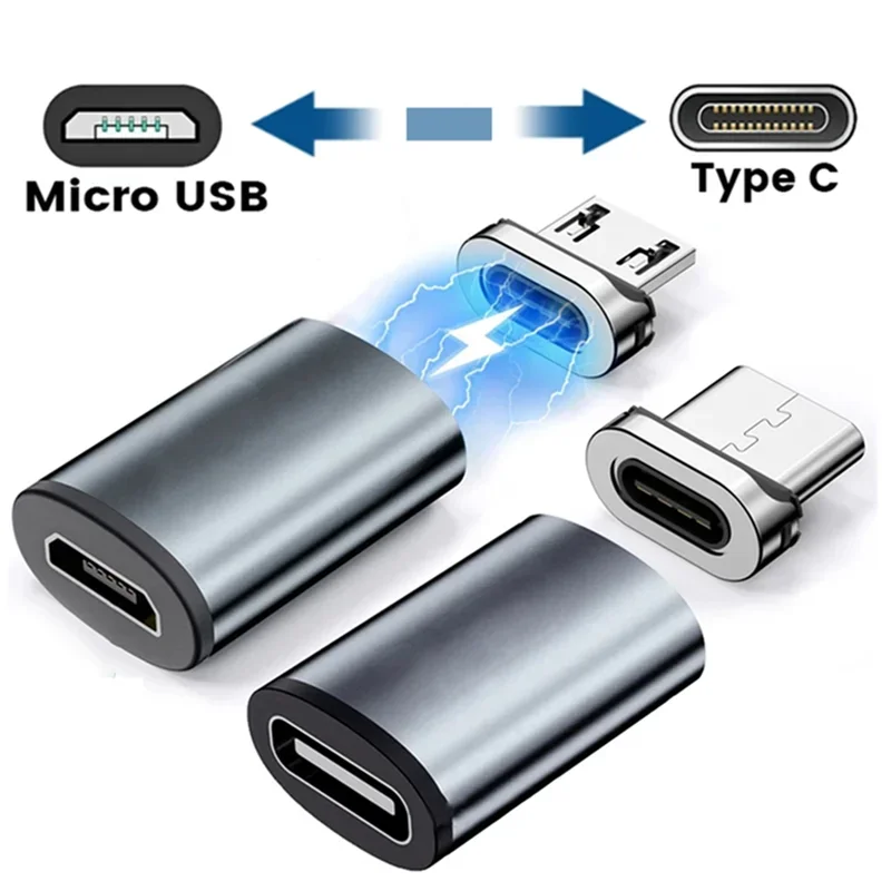 20W Magnetic Cable OTG Adapter Micro USB to Type C Charger Data Connector for Samsung Xiaomi TypeC Fast Charging Converter Tips