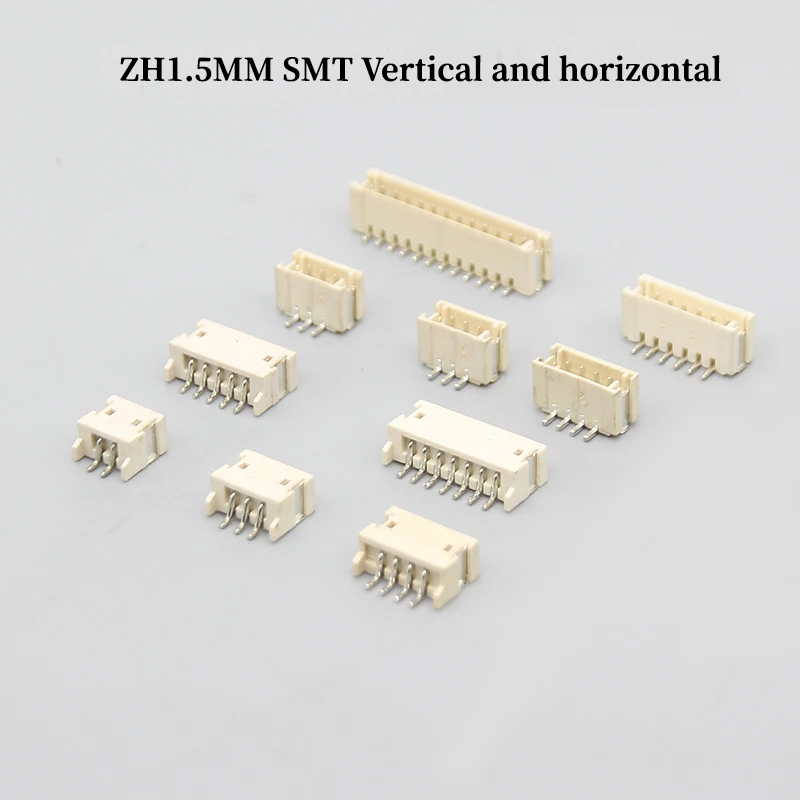 ZH1.5 Connector 10PCS Vertical Horizontal SMT Patch 1.5mm Pitch Connector Interface Female Base Female Pin Base