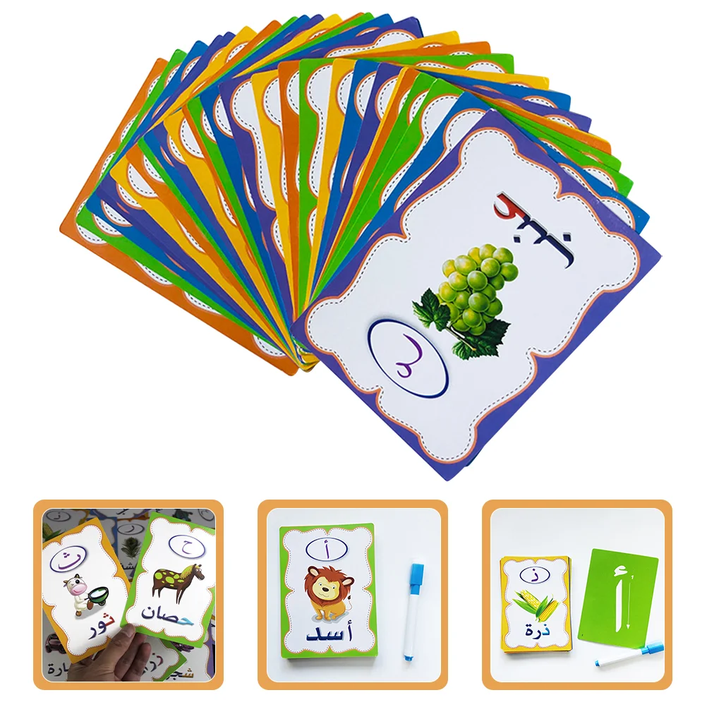 Arabic Language Learning Toys Word Flash Cards Kindergarten Rewritable Educational Sensory Words Games for Paper