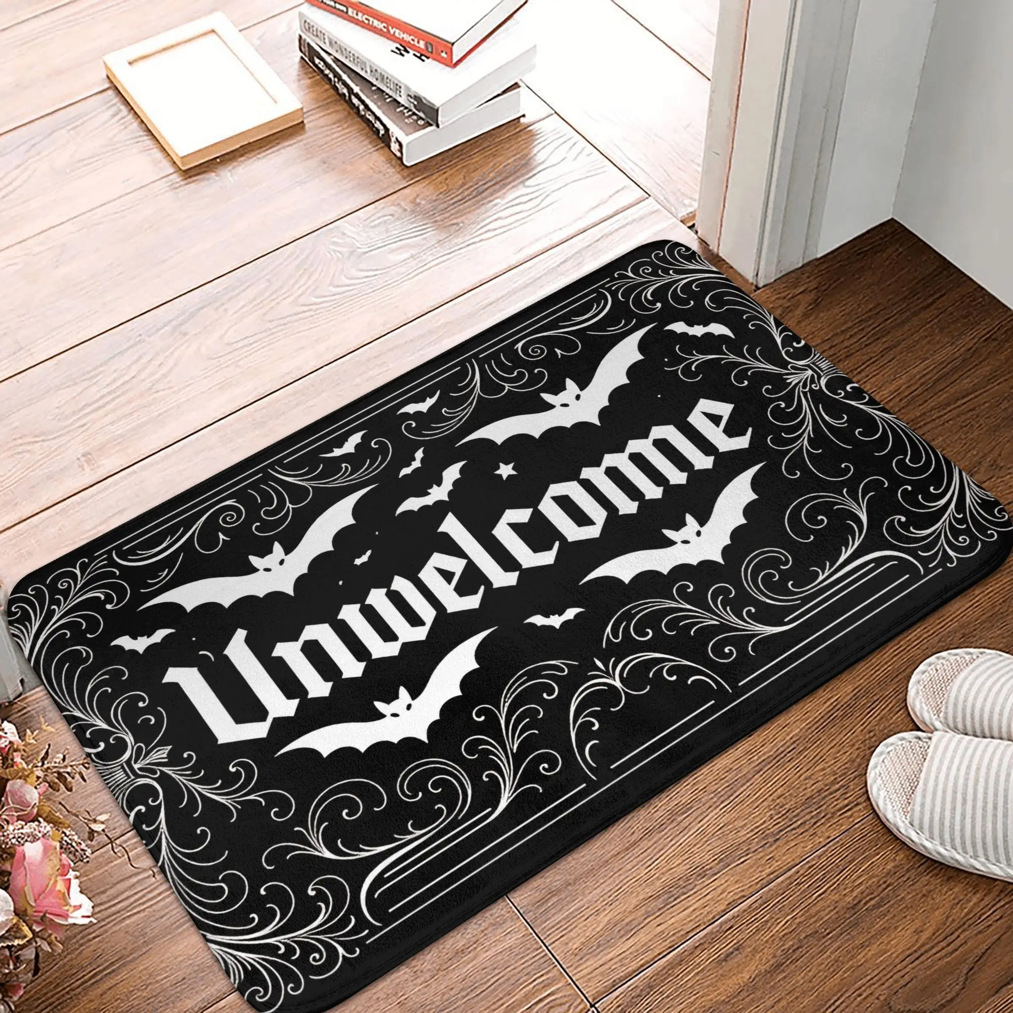Halloween Gothic Style Bat Design Doormat Mat Anti-Slip  Bathroom Kitchen Living Room Rug Carpet 40*60cm
