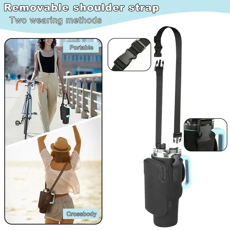 Water Bottle Carrier With Strap Waterproof Water Bottle Sling Holder With Strap Portable Protective Bag With Phone Pocket