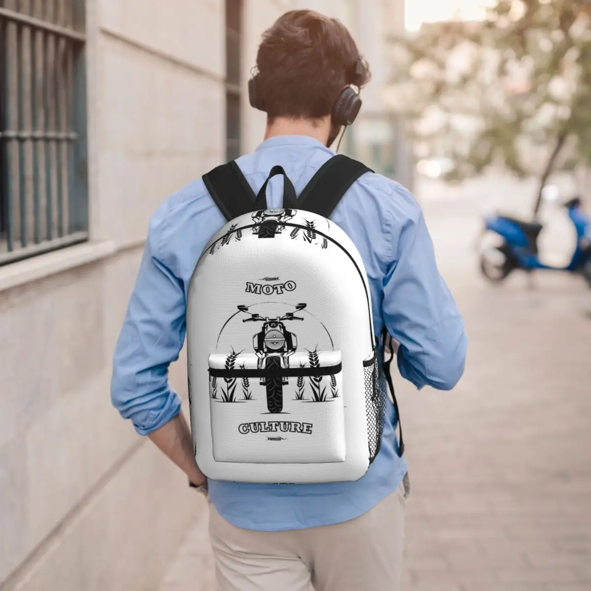 

Motorcycle Culture Backpack Student BookBag Children School Bag Laptop Shoulder Bags for Men Women