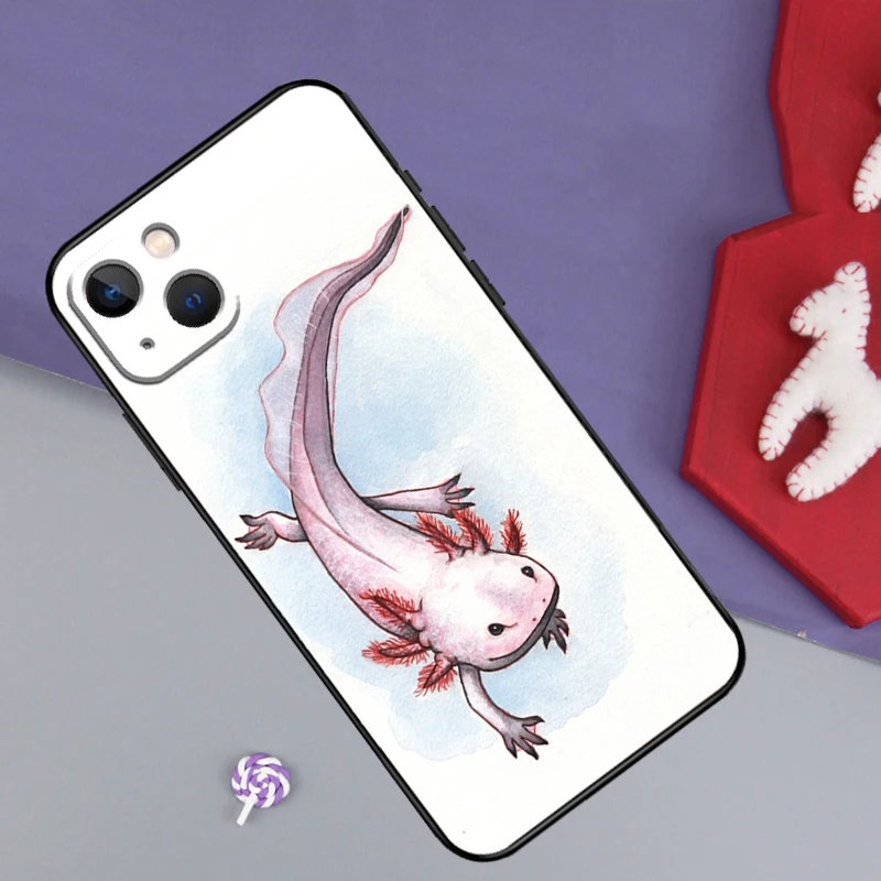 kawaii axolotl pattern Phone Case For iPhone 16 12 15 14 11 13 Pro Max XR XS Max X Plus Bumper Back Cover